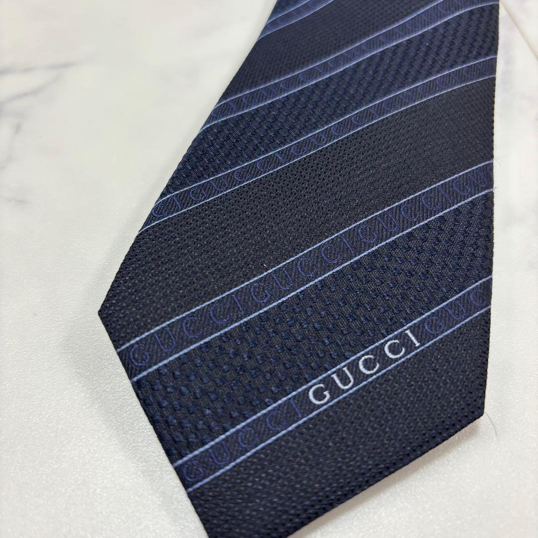 GUCCI グッチ ネクタイ ストライプ シャドーグッチ 現行タグ
