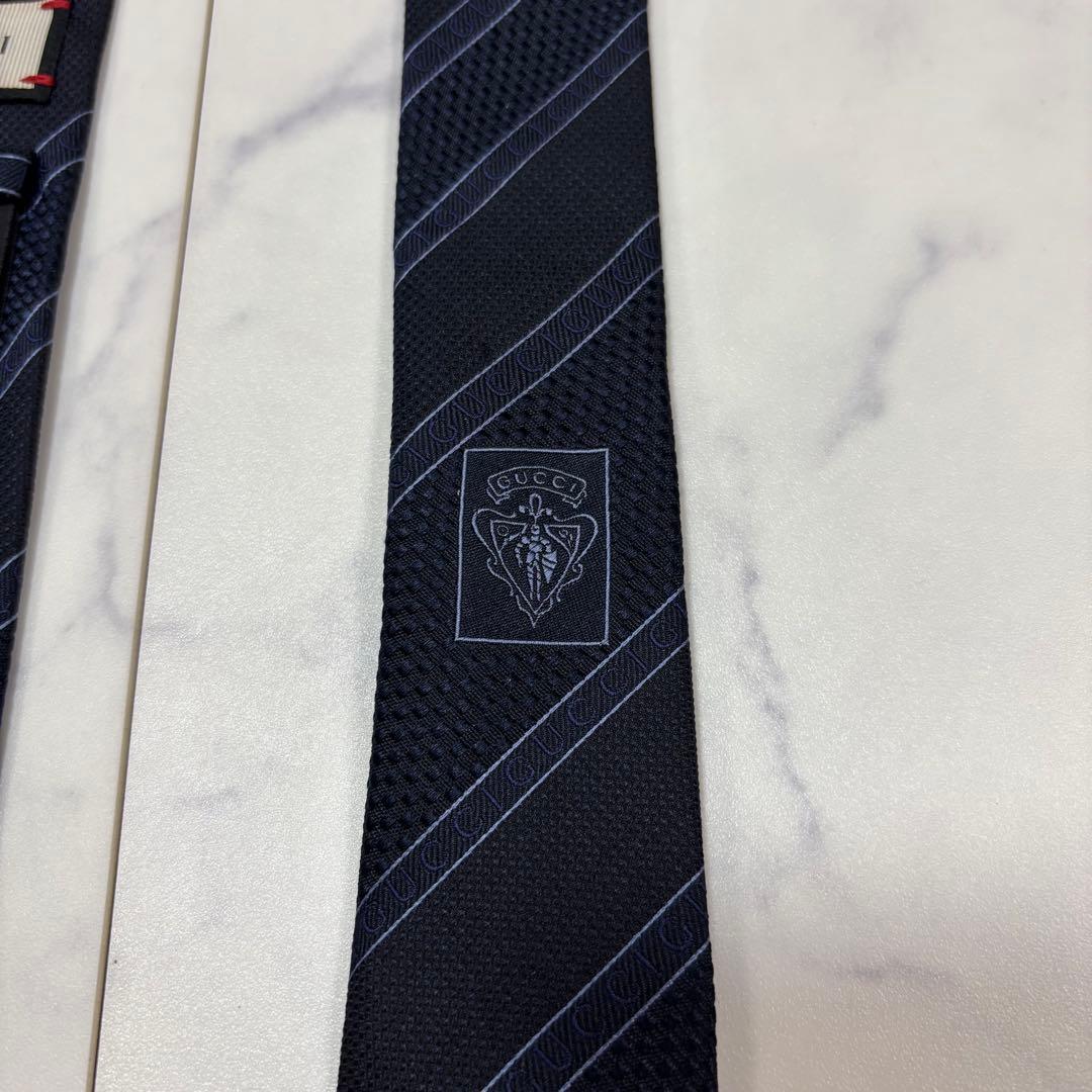 GUCCI グッチ ネクタイ ストライプ シャドーグッチ 現行タグ