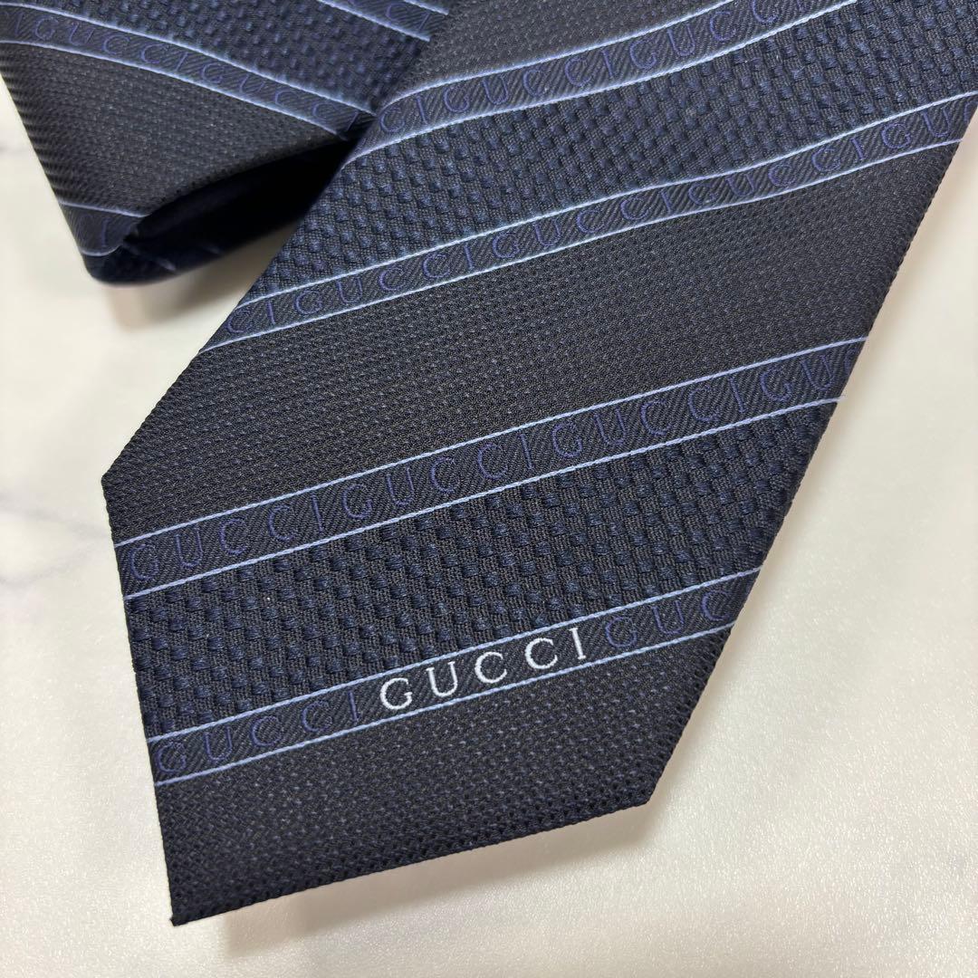GUCCI グッチ ネクタイ ストライプ シャドーグッチ 現行タグ