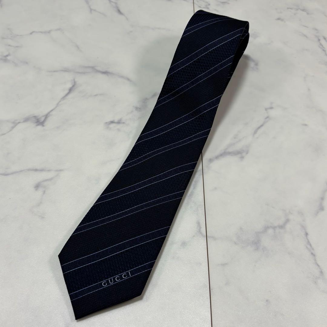 GUCCI グッチ ネクタイ ストライプ シャドーグッチ 現行タグ