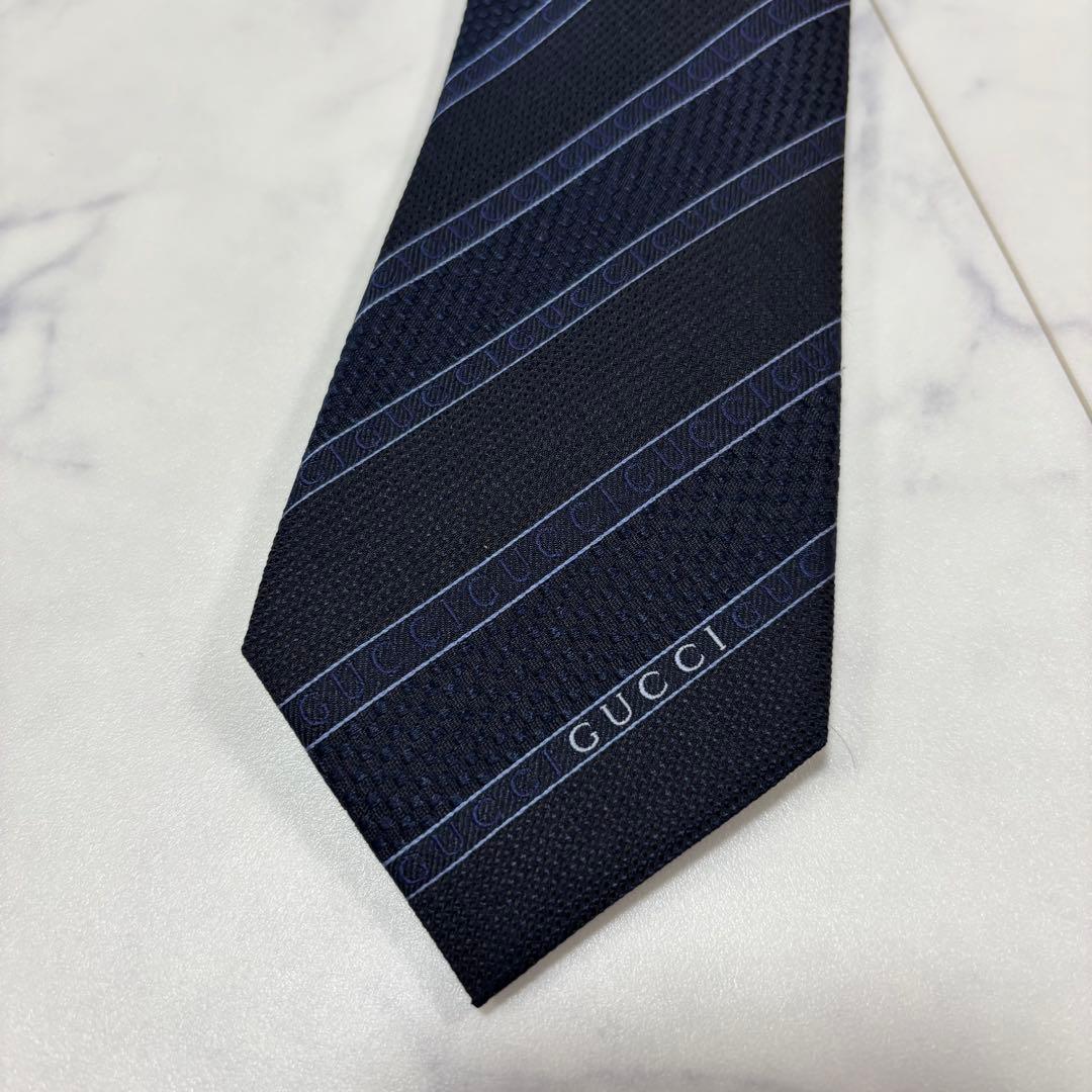GUCCI グッチ ネクタイ ストライプ シャドーグッチ 現行タグ