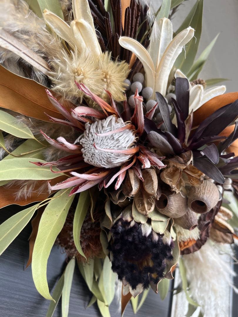 ネイティブフラワー壁掛け 横型オブジェ スワッグ 特大サイズ80㎝