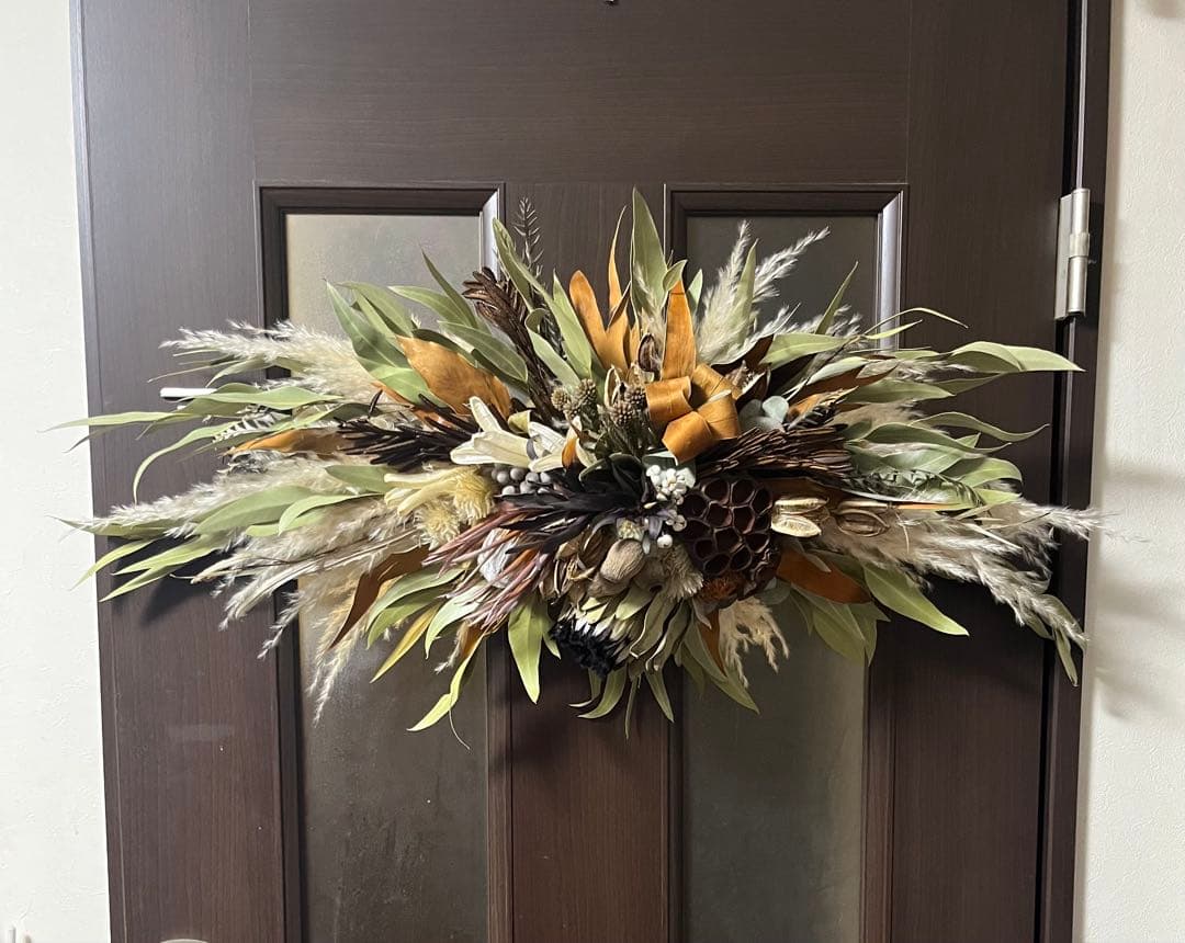 ネイティブフラワー壁掛け 横型オブジェ スワッグ 特大サイズ80㎝