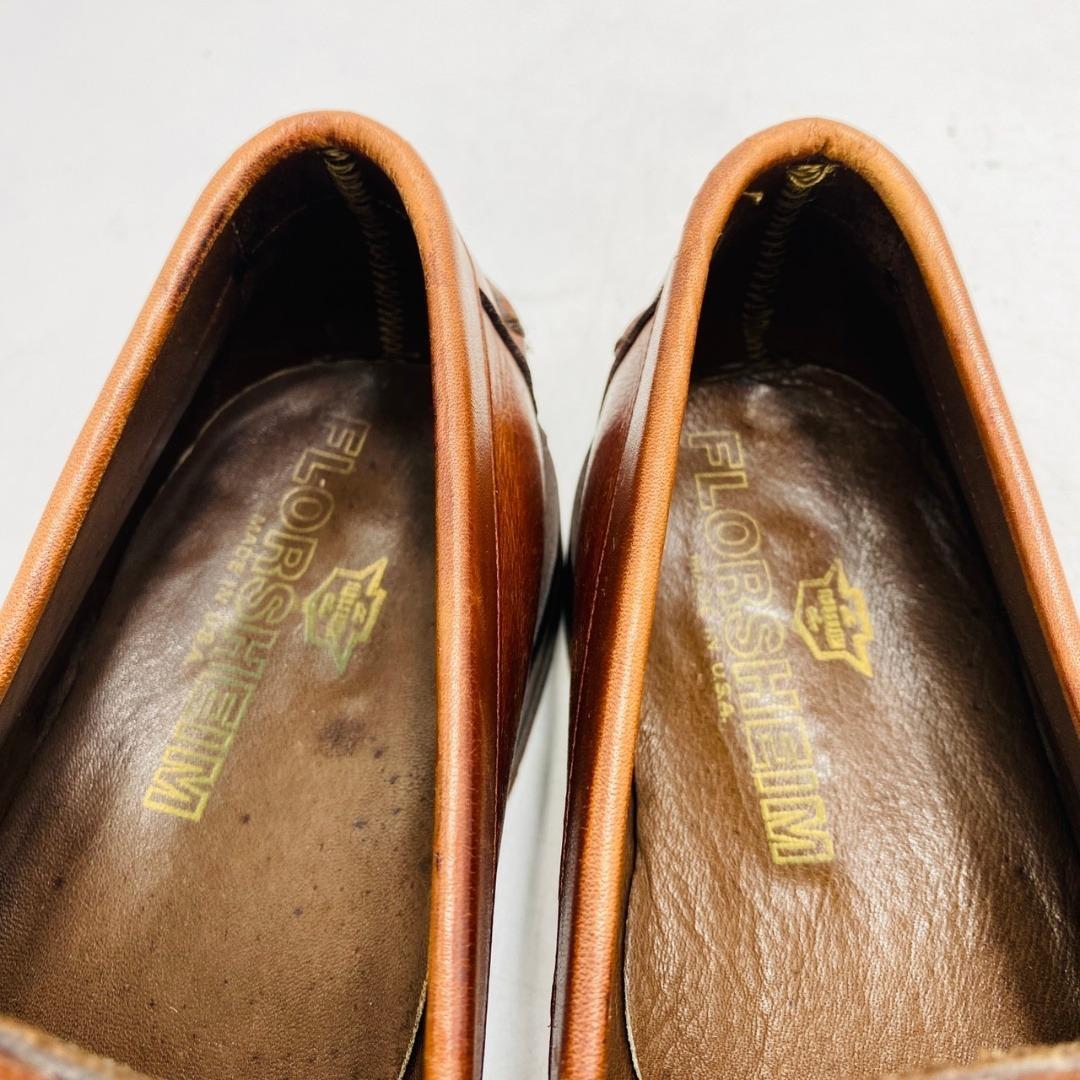 FLORSHEIM ローファー レザー シボ革 7 ブラウン メンズ