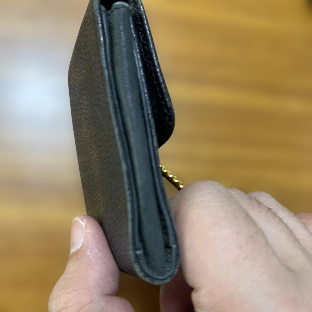 く*き様 CHANEL ブラックレザーポーチ チェーン付き