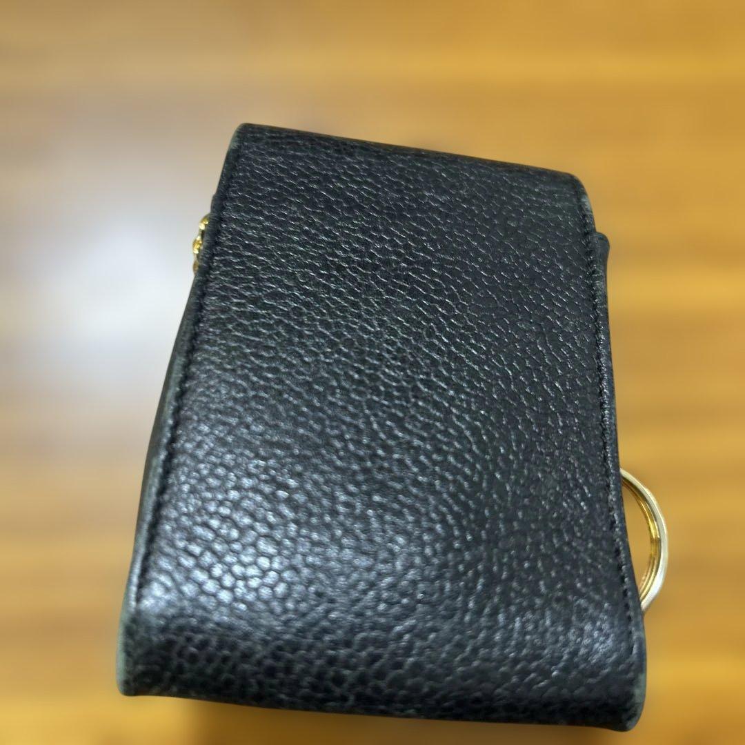 く*き様 CHANEL ブラックレザーポーチ チェーン付き