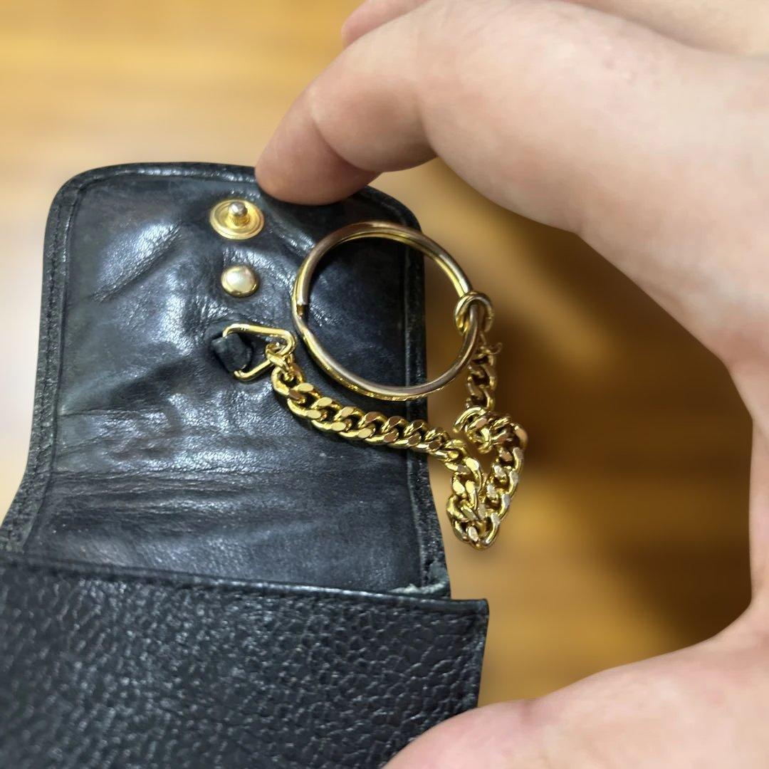 く*き様 CHANEL ブラックレザーポーチ チェーン付き