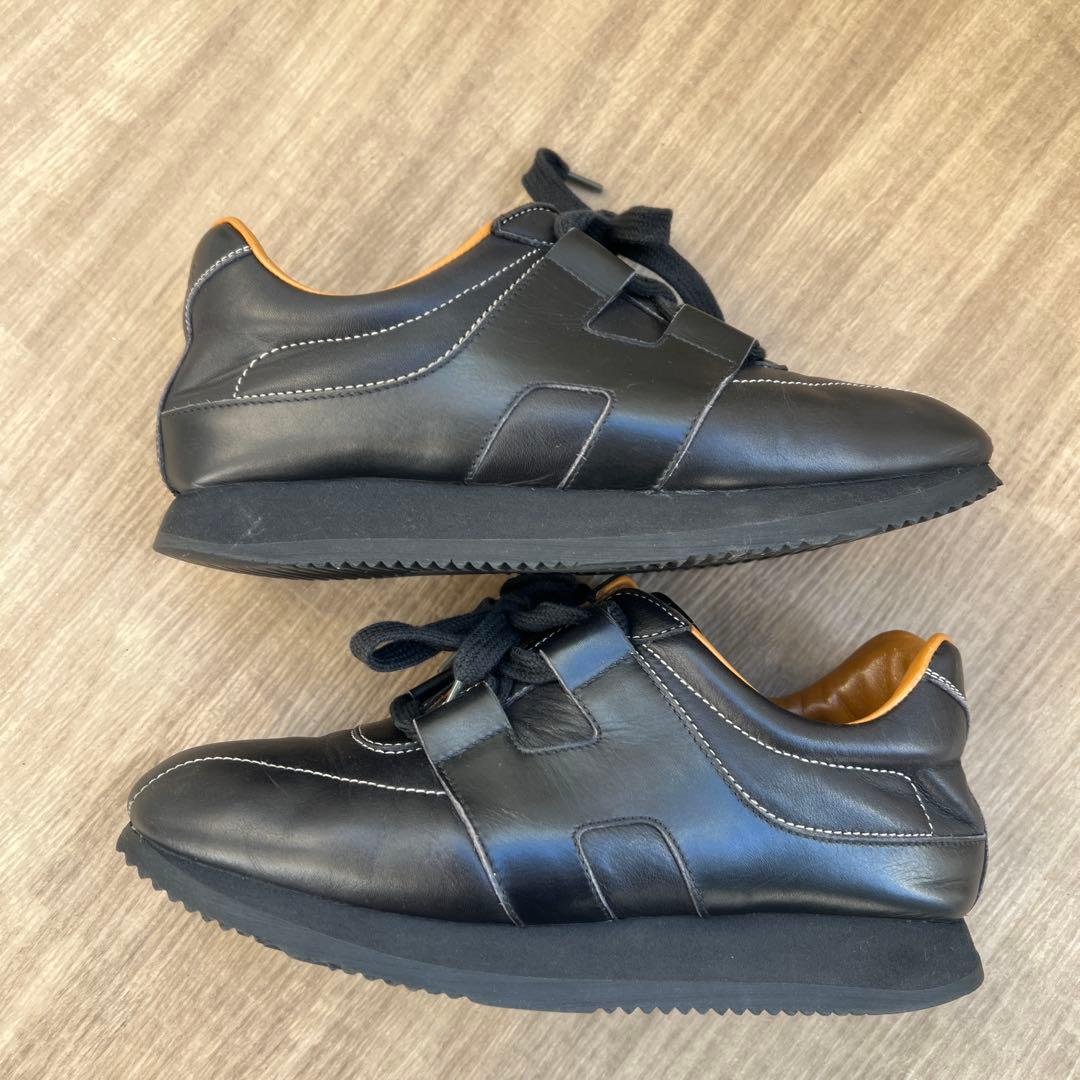 お値下げ！HERMES ブラック レザー スニーカー