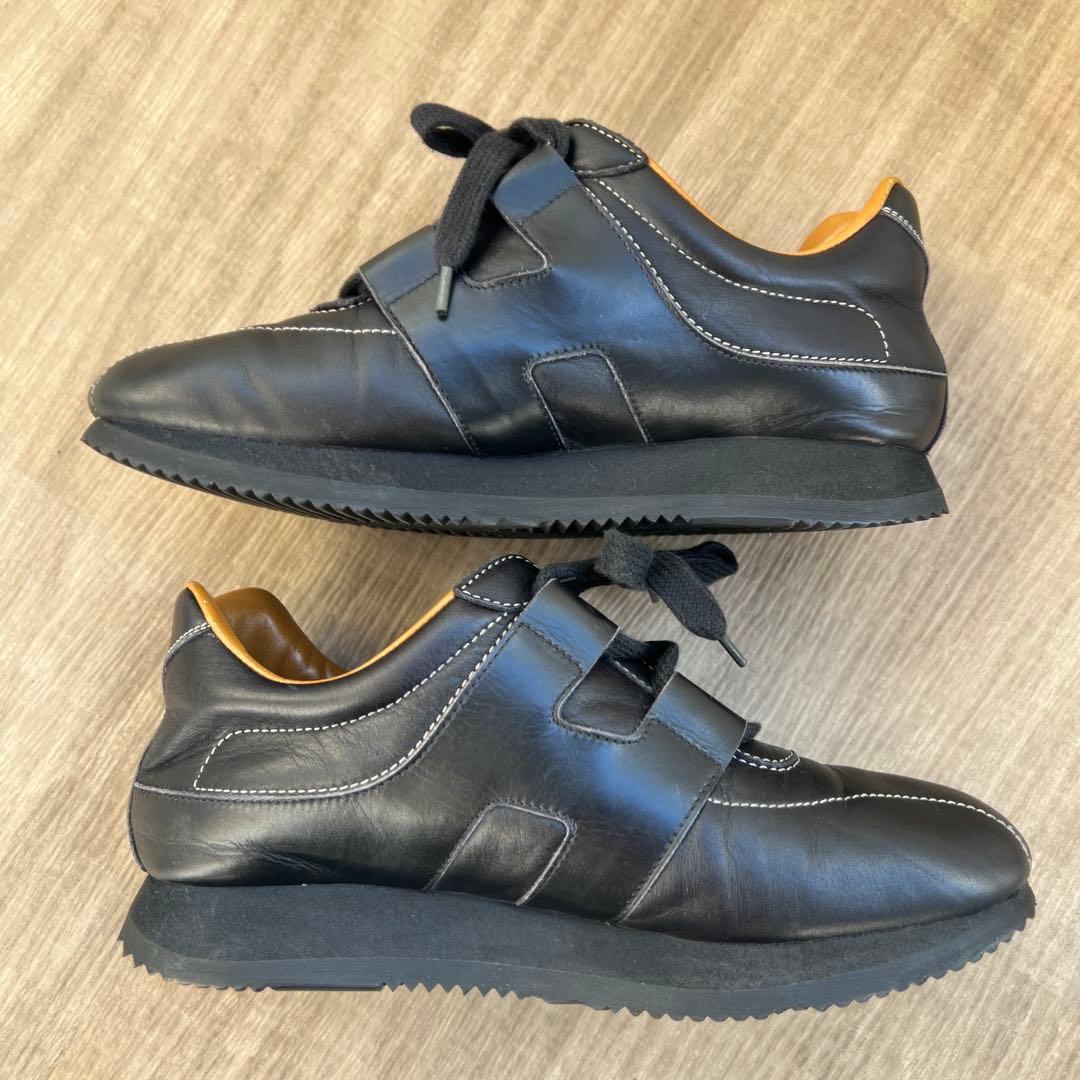 お値下げ！HERMES ブラック レザー スニーカー