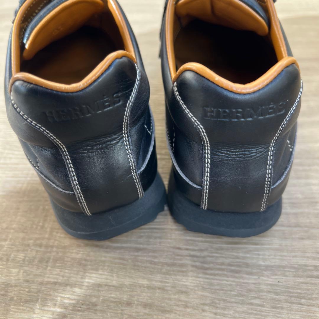 お値下げ！HERMES ブラック レザー スニーカー