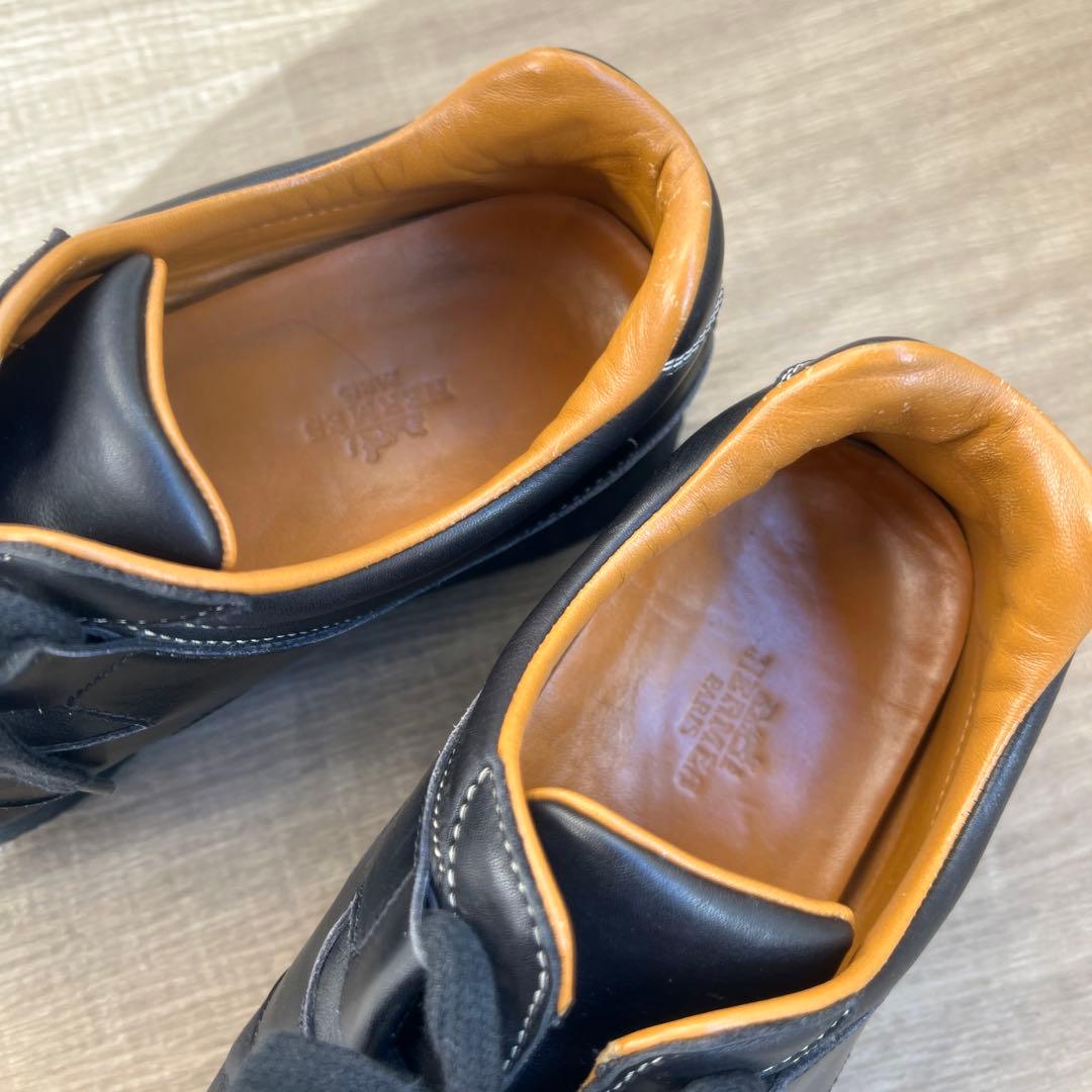 お値下げ！HERMES ブラック レザー スニーカー
