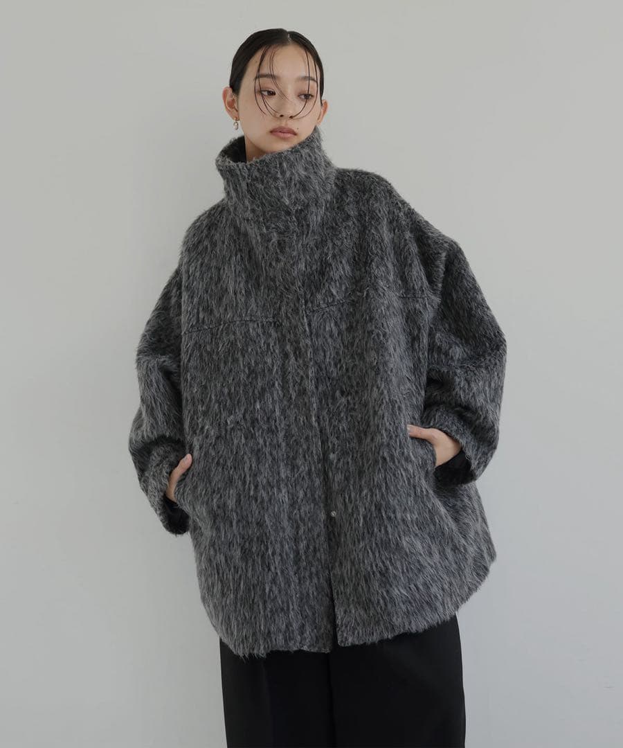 hellam シャギースタンドカラーコート