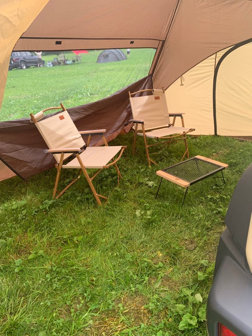 ベージュ キャンプ用 折りたたみチェア２点セット