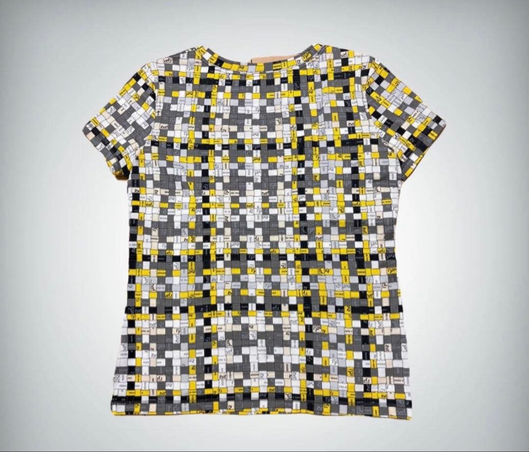 【HERMES】エルメス　ボルデュックチェック　マイクロTシャツ　イエロー系36