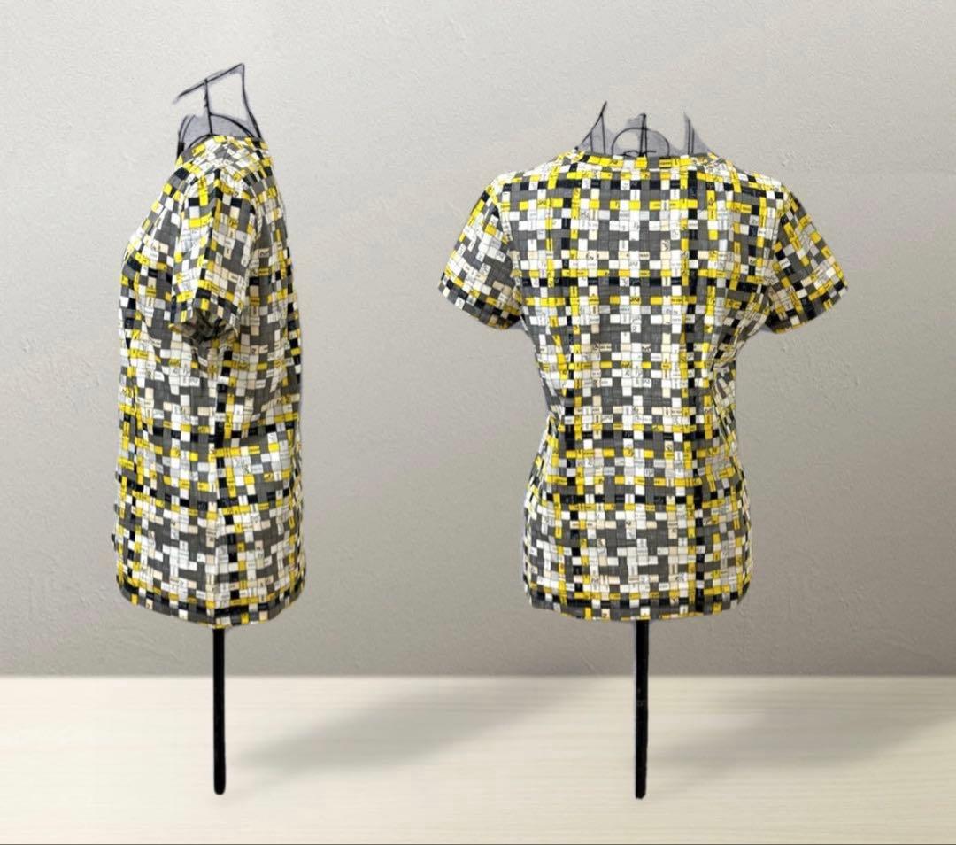 【HERMES】エルメス　ボルデュックチェック　マイクロTシャツ　イエロー系36