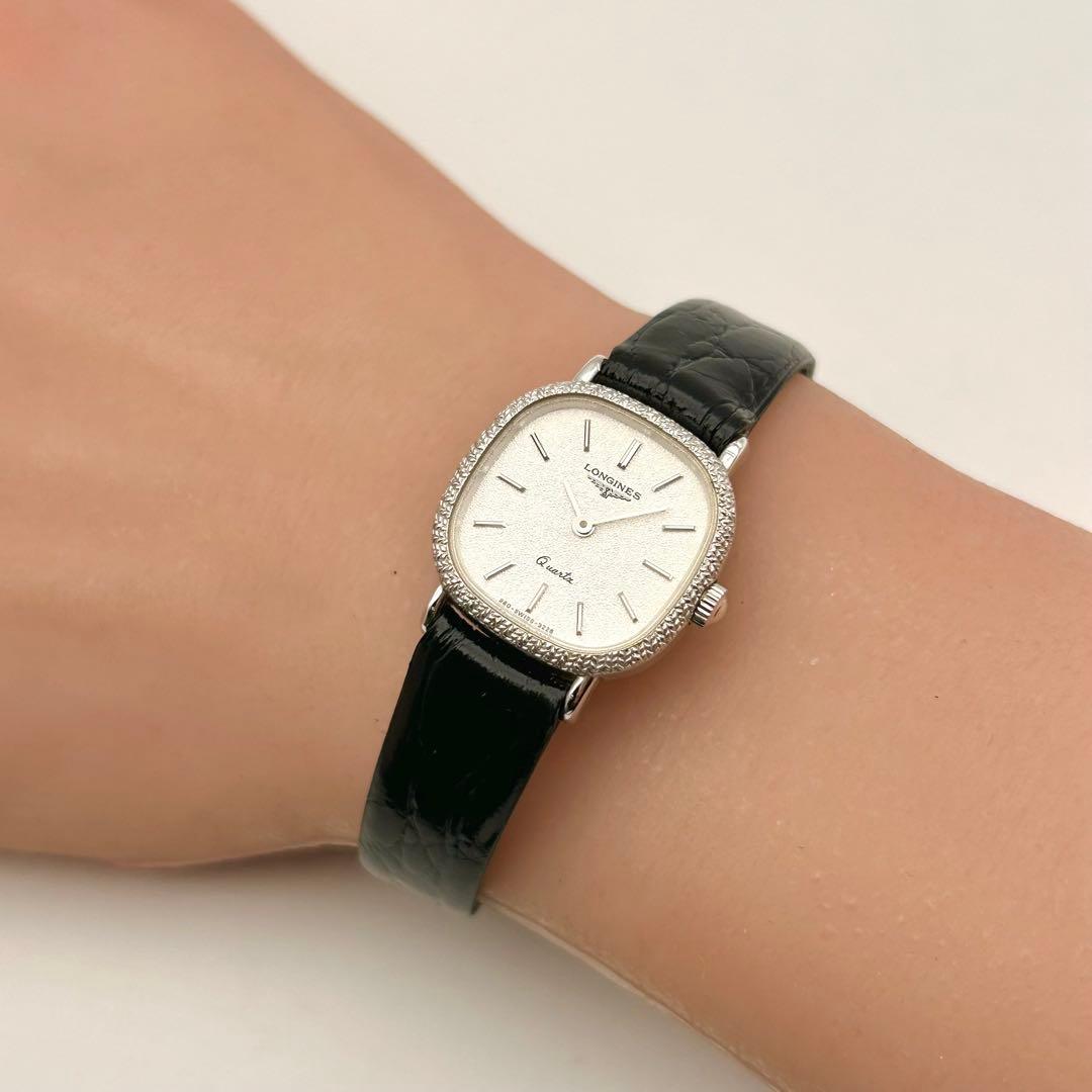 【稼働】LONGINES 腕時計 新品電池 シルバー ギョージェ レディース