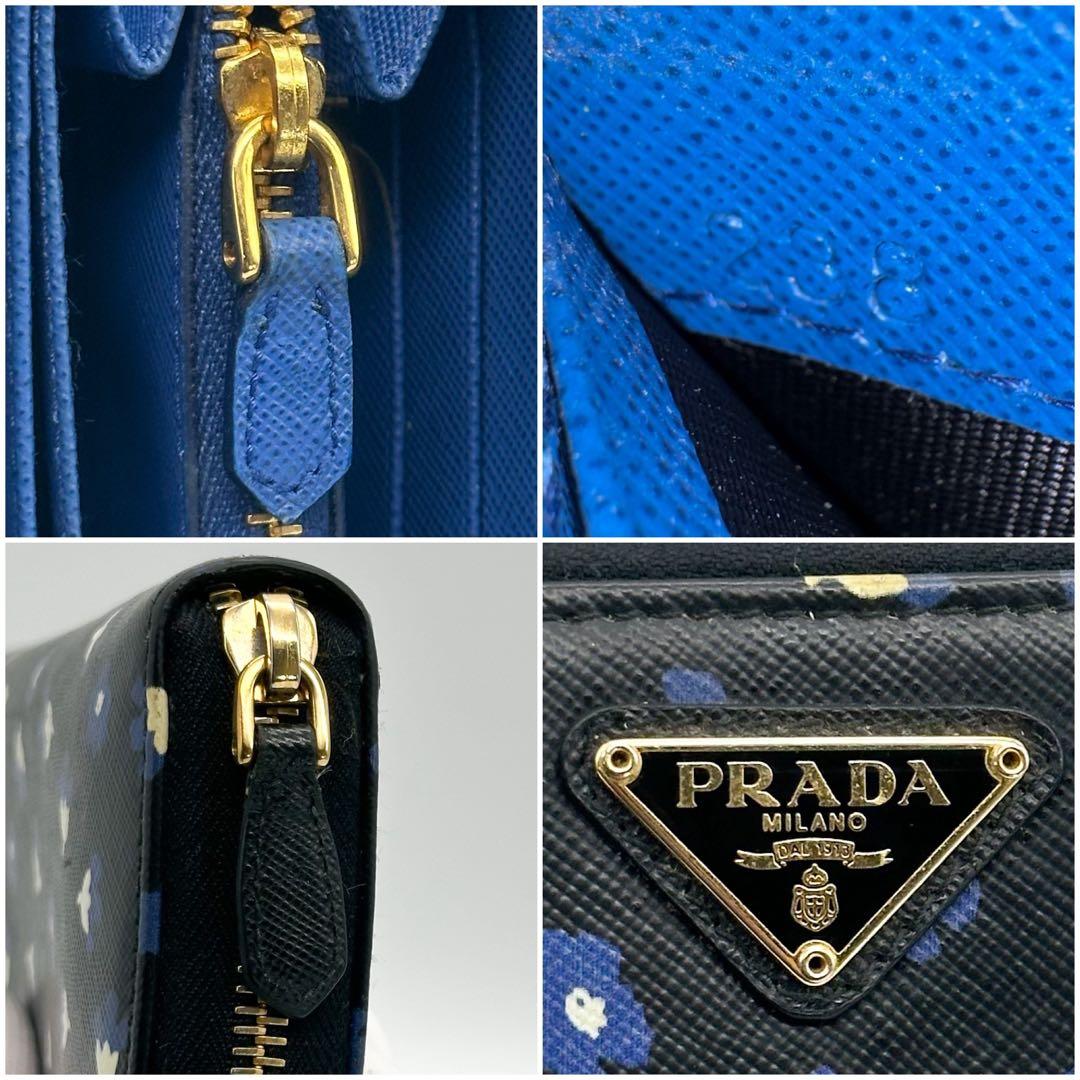 【限定品】プラダ サフィアーノ ラウンド フラワー 長財布 レザー ブラック