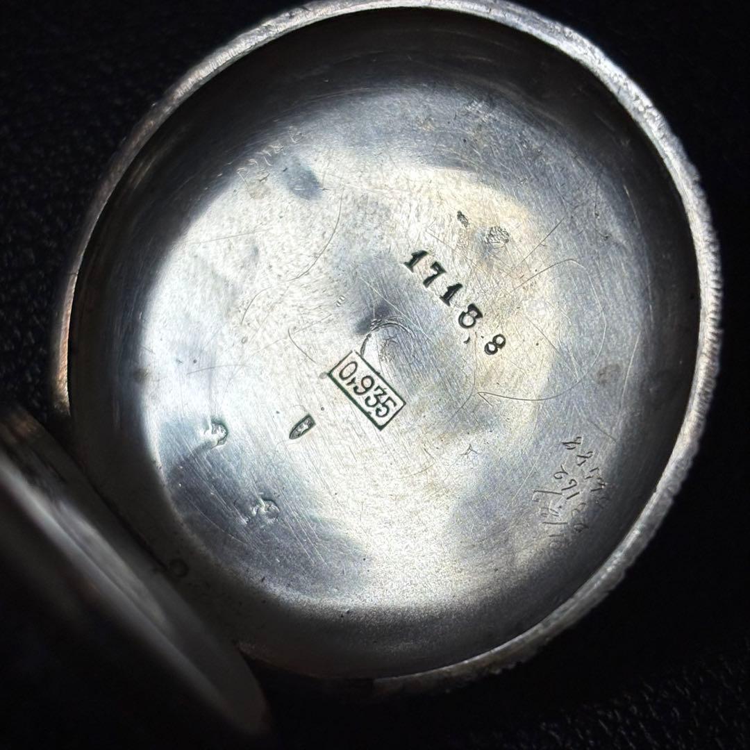 葵*葉様 懐中時計 0.935 シルバー 鍵巻き式 アンティーク レトロ