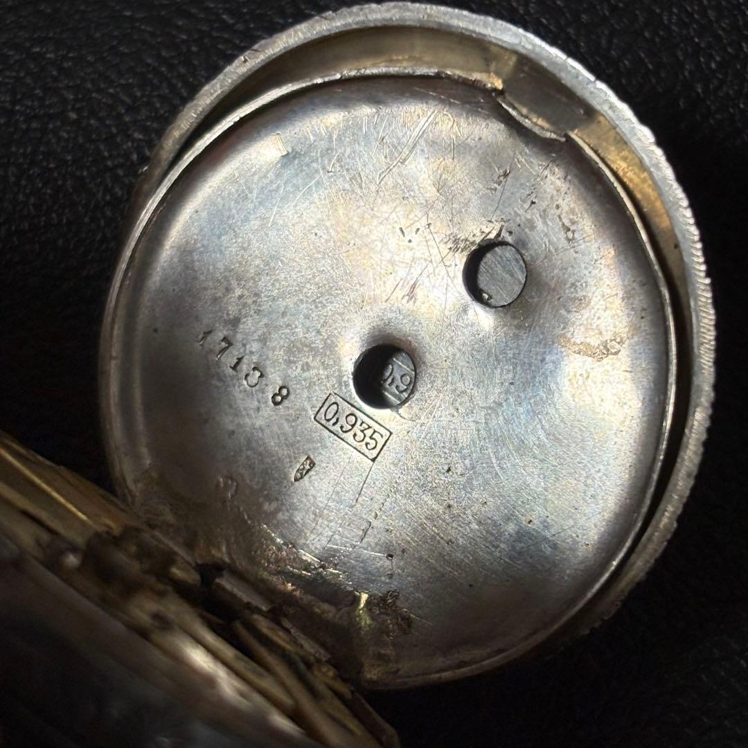 葵*葉様 懐中時計 0.935 シルバー 鍵巻き式 アンティーク レトロ