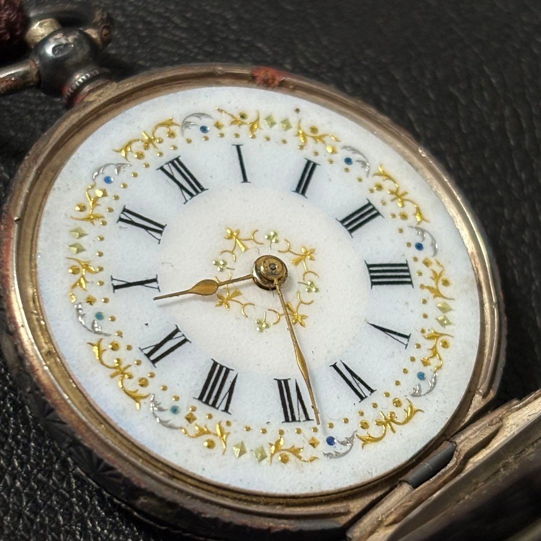 葵*葉様 懐中時計 0.935 シルバー 鍵巻き式 アンティーク レトロ