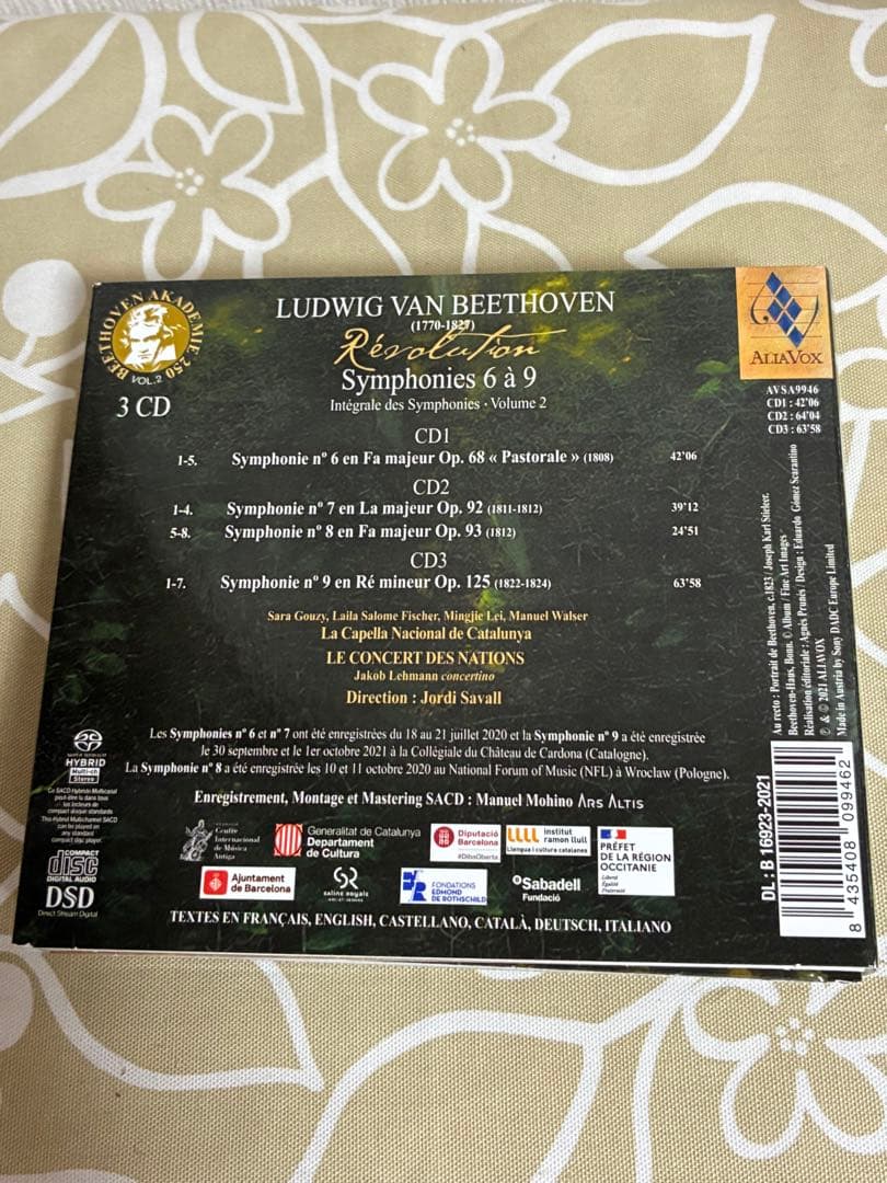 ベートーヴェン: 交響曲全集6枚セットサヴァール SACD ハイブリッド