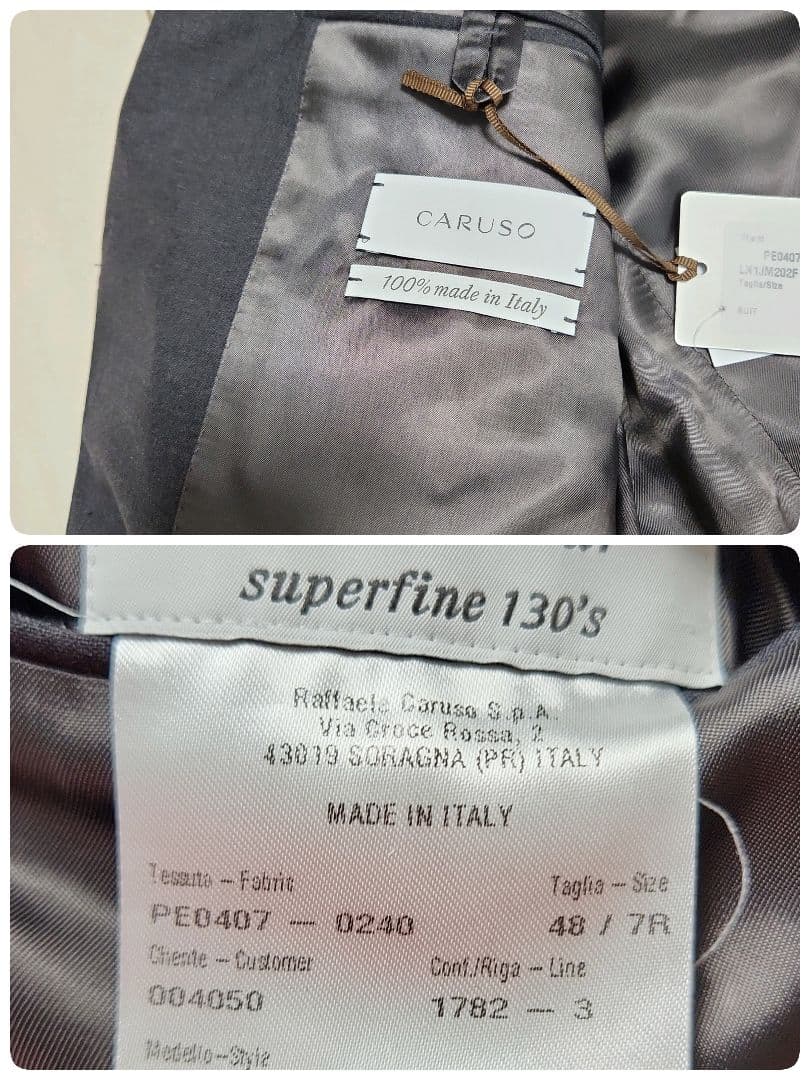 【イタリア購入品】CARUSO ダークグレー スーツジャケット 新品未使用