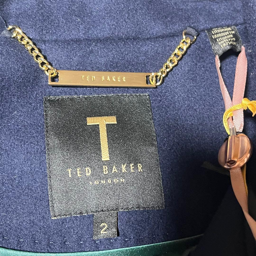 新品タグ付きTED BAKER ステンカラーコート カシミヤ混じり花　紺