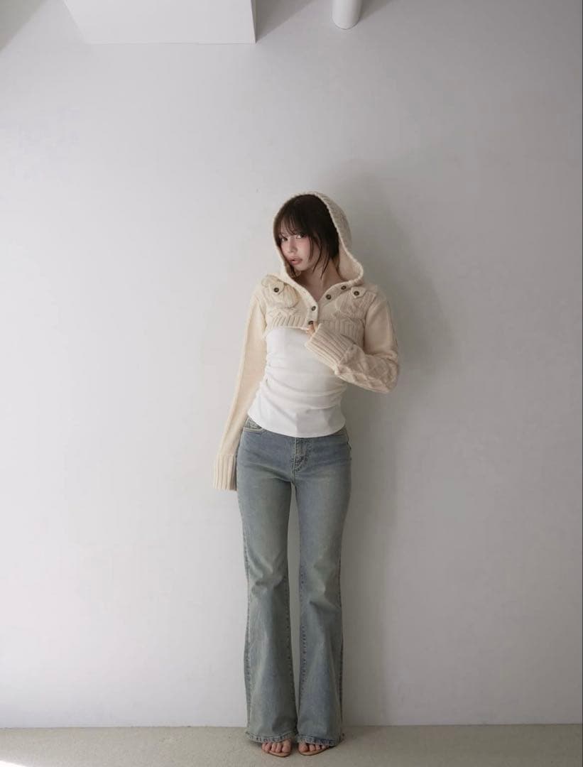 トップス andmary Mary logo cable knit set/ivory