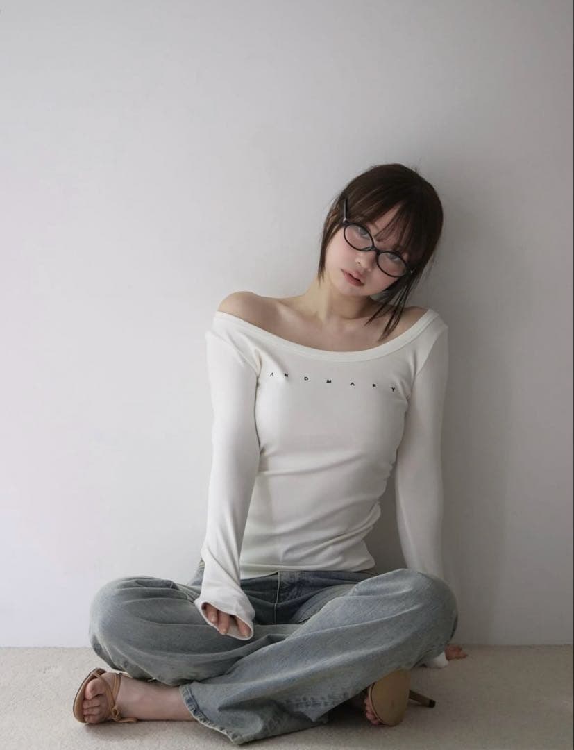 トップス andmary Mary logo cable knit set/ivory