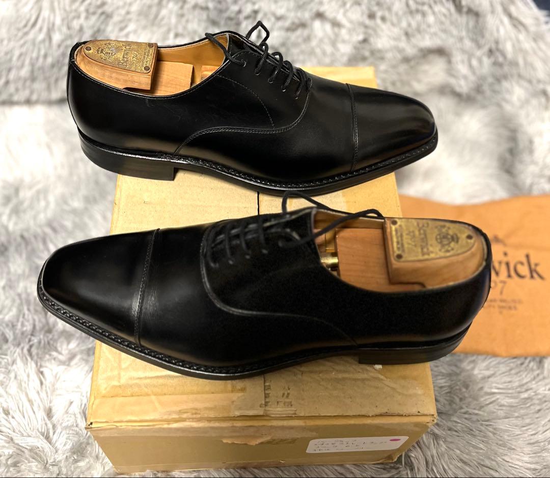 バーウィックBerwick 1707 ブラックレザードレスシューズ、6.5