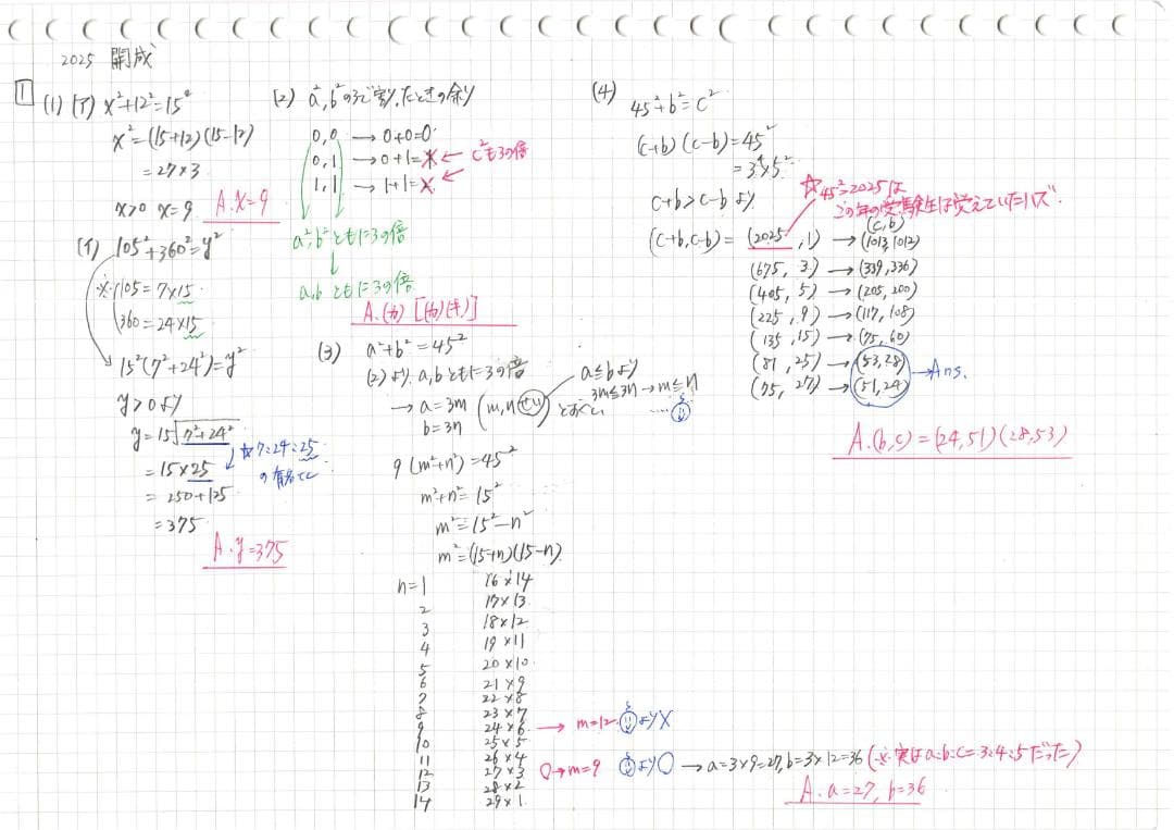 今だけ割引 塾講師オリジナル数学解説 開成 高校入試過去問解説 2016～25