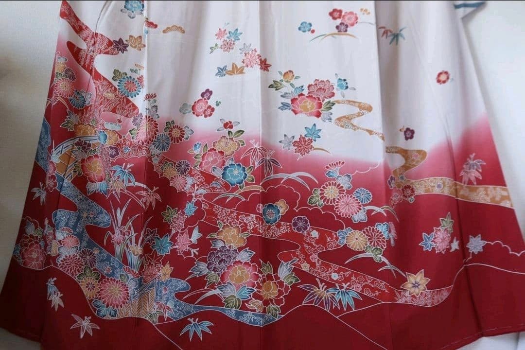 ちりめん地 紅型染め訪問着単品