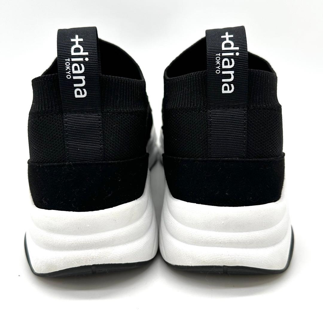 〈美品〉＋diana【23cm】クリスタルバックル ニットソックススニーカー 黒