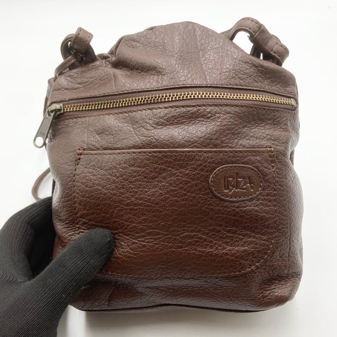 新品未使用　IBIZA イビサ　ゾウ　ショルダーバッグ　バッファローレザー　茶