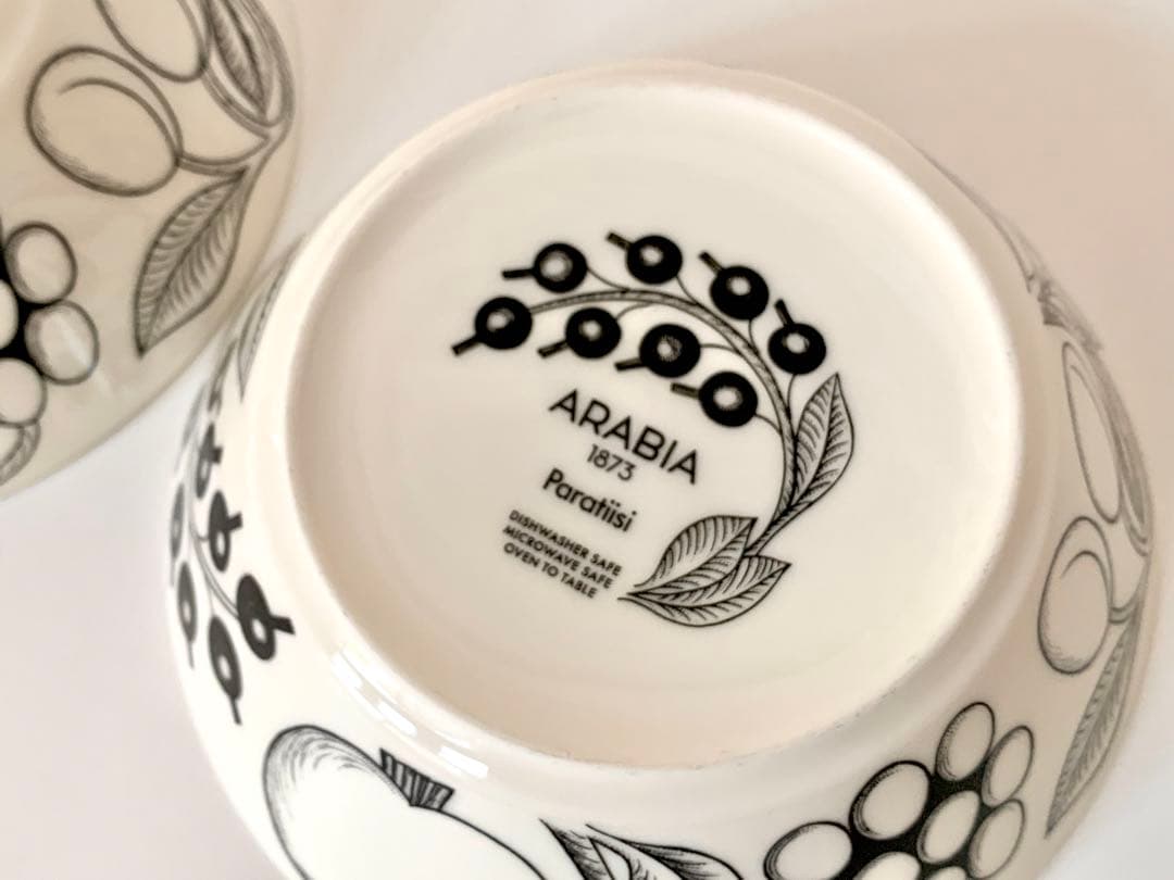 正規品◾️ARABIA アラビア ブラックパラティッシ ボウル 17cm 2枚