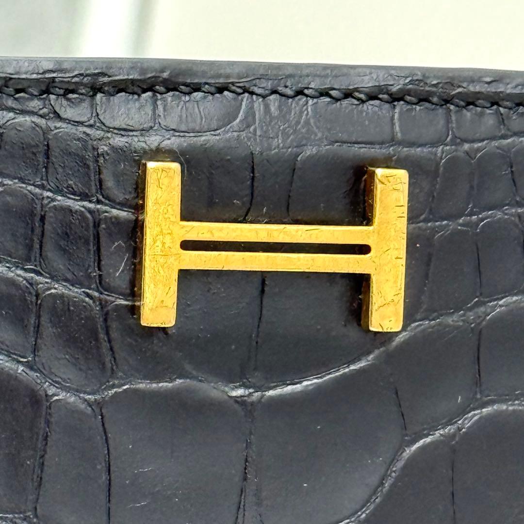 エルメス べアンスフレ クロコダイル アリゲーター 　ブラック 長財布 P21