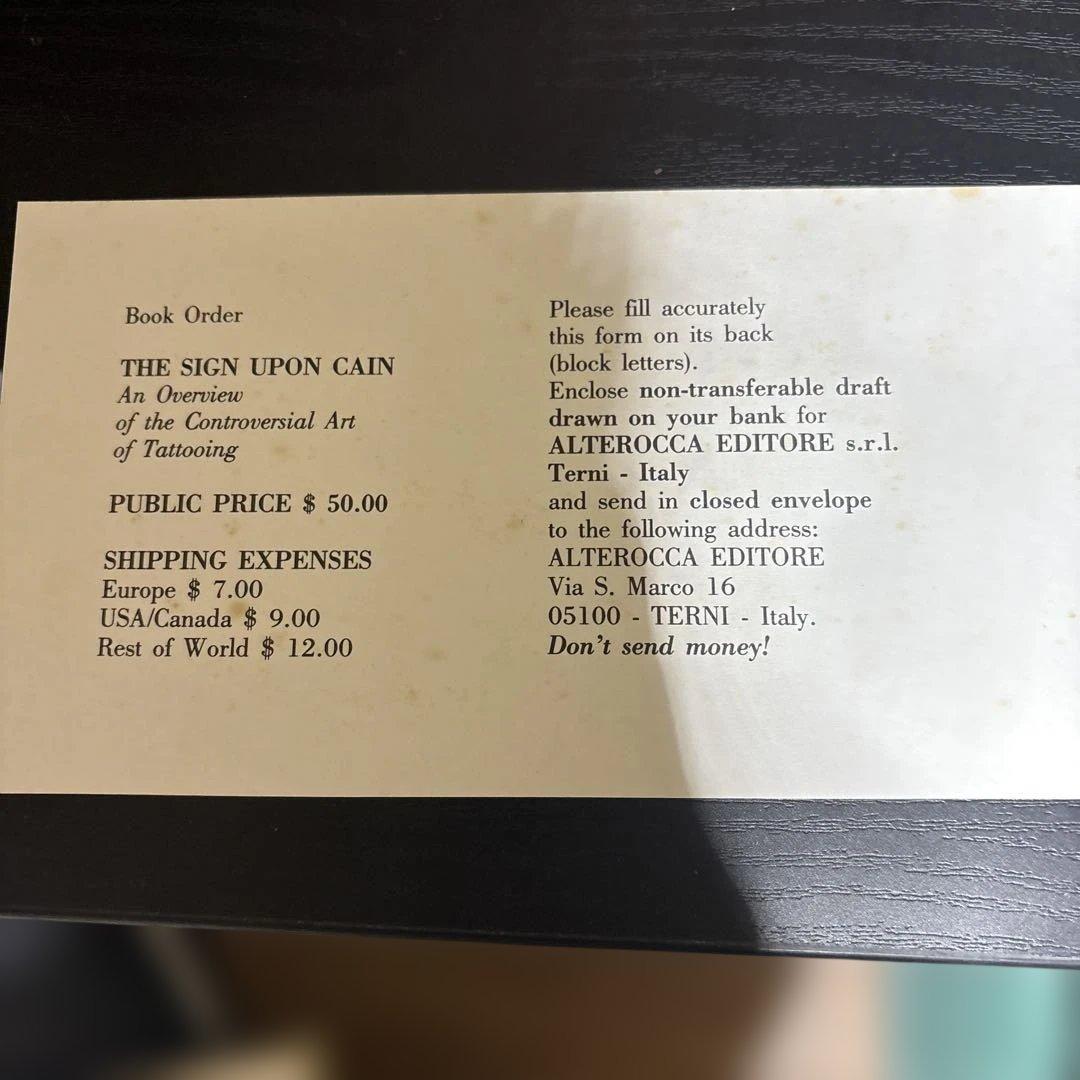 The Sign Upon Cain: tattoo 刺青　貴重品