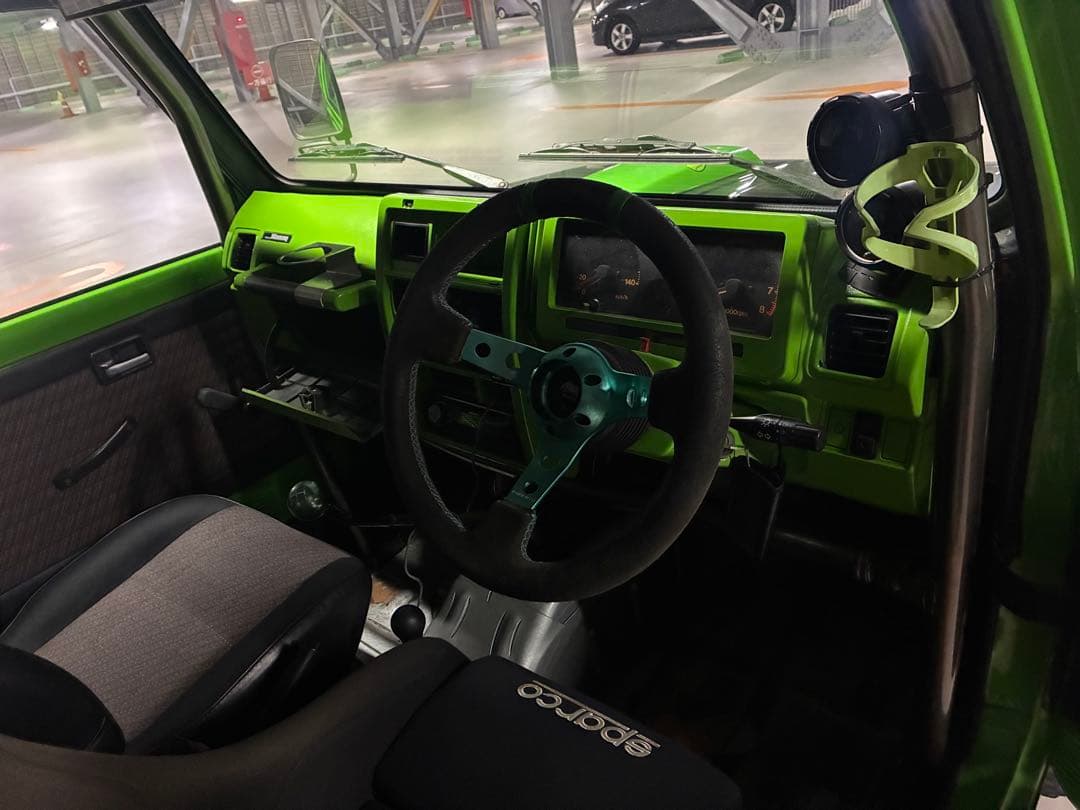 ジムニー　JA11改18万キロ　カワサキグリーン全塗装　5速MT 二名乗車公認