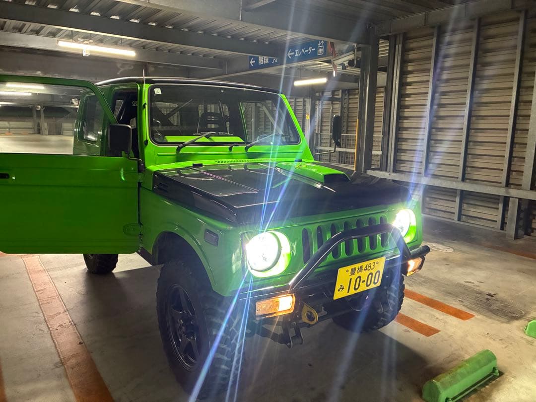 ジムニー　JA11改18万キロ　カワサキグリーン全塗装　5速MT 二名乗車公認