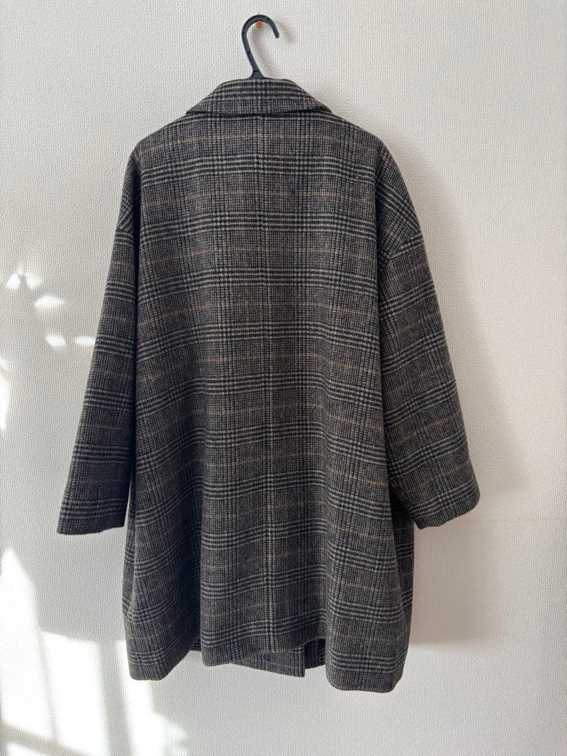 ディニテコリエ　チェック ダブルブレストウールコート