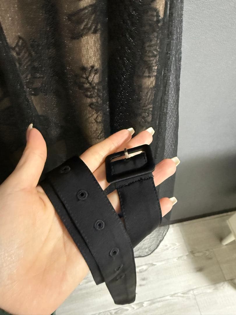 LEJAドレス Ｓ　チュールパイピングリーフベルトAラインドレスワンピース