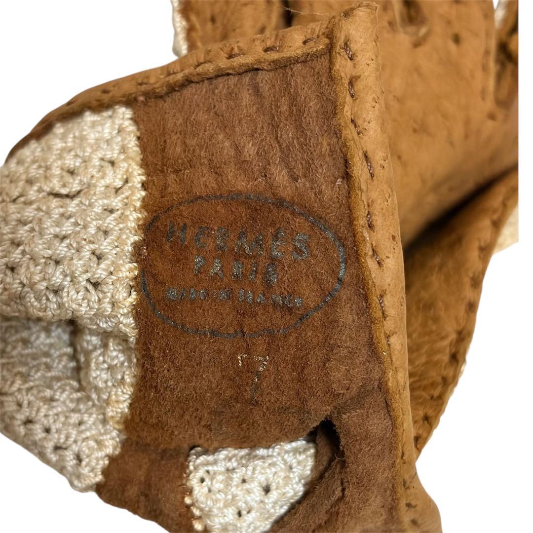 HERMES エルメス 手袋 グローブ レザー×ニット 箱あり 美品 サイズ7