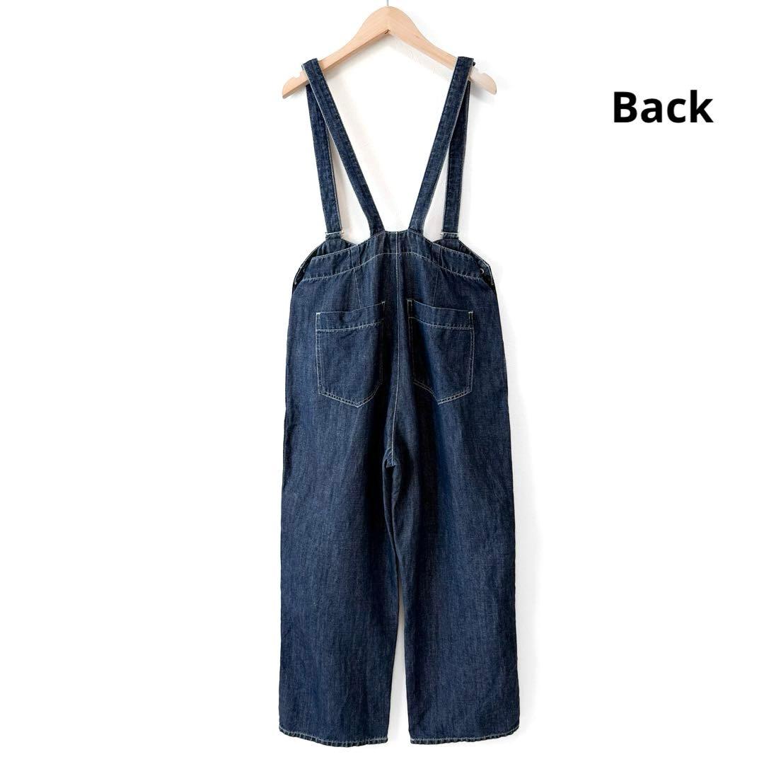 美品 アダムエロぺ 麻デニムサロペット オーバーオール ネイビー
