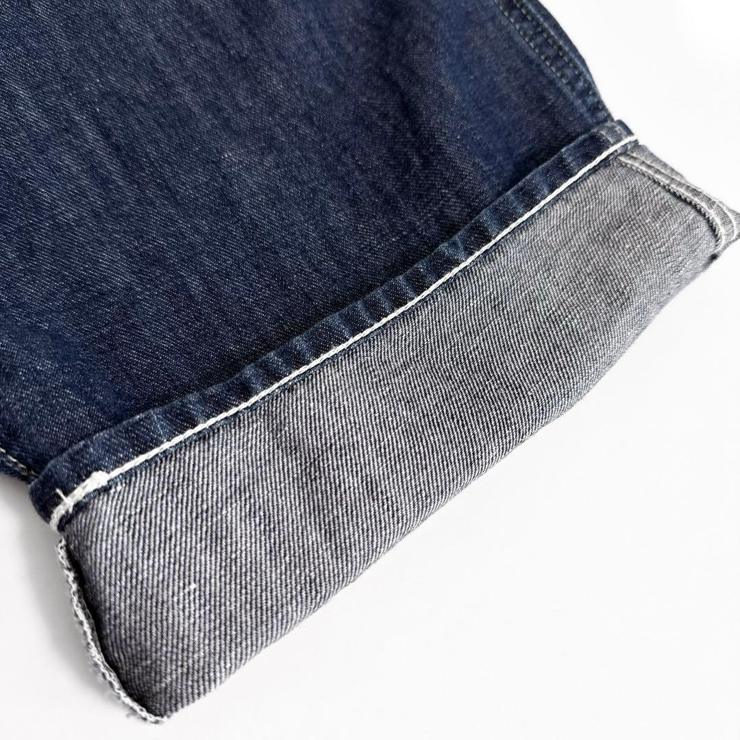 美品 アダムエロぺ 麻デニムサロペット オーバーオール ネイビー