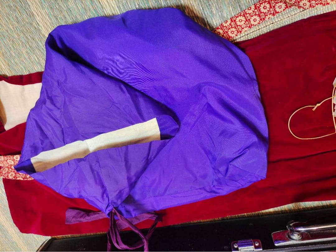 三味線　和楽器　ハードケース付　バチ　紅木紫檀製　現状品　年代物　楽器