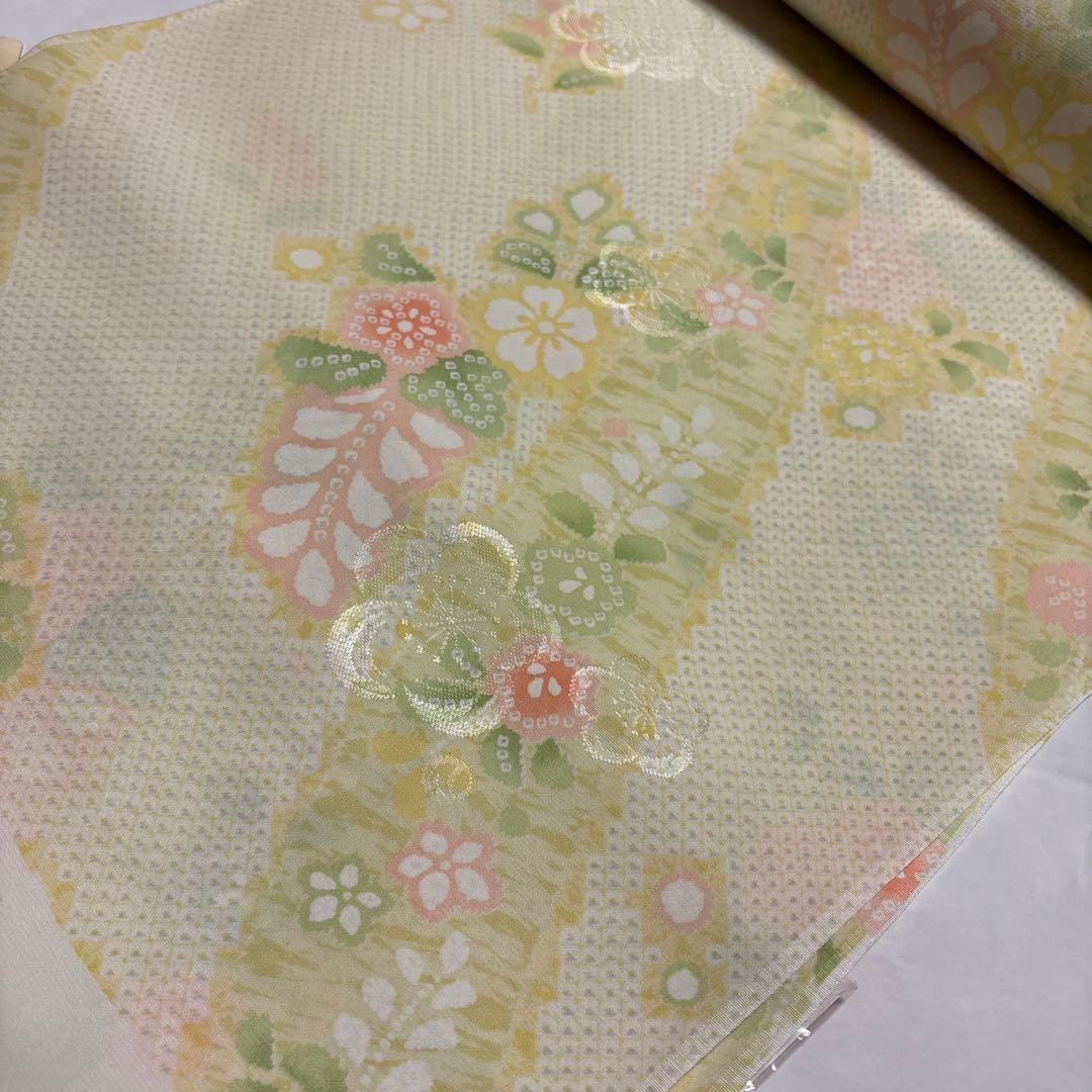 正絹長襦袢反物　京友禅　伝統工芸品 鹿子と辻ヶ花風　紋綸子　美品　長襦袢地