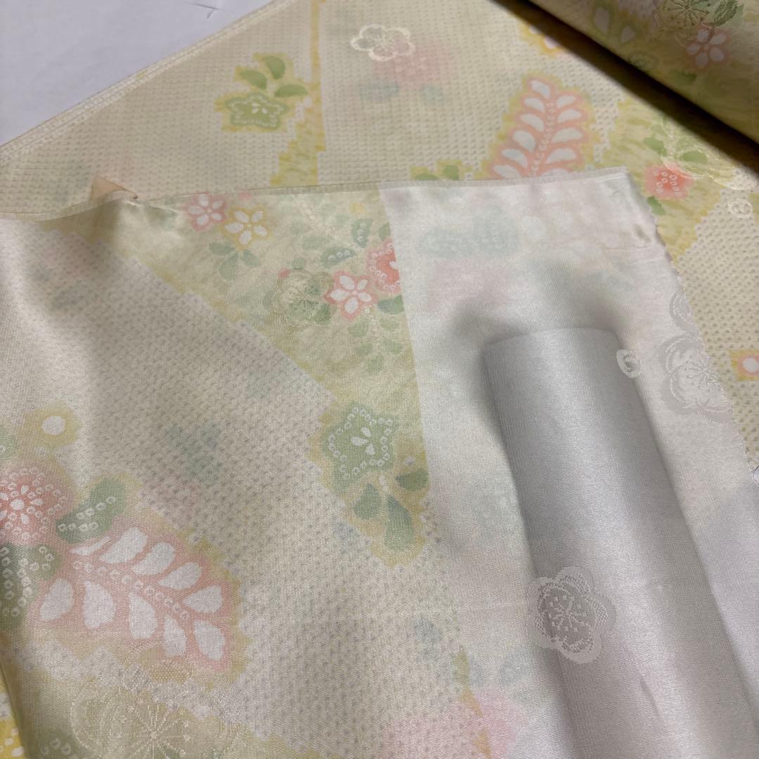 正絹長襦袢反物　京友禅　伝統工芸品 鹿子と辻ヶ花風　紋綸子　美品　長襦袢地