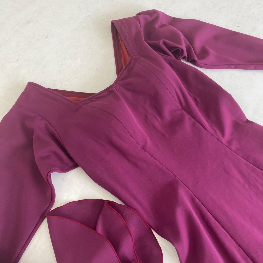 良品 フラメンコ衣装 ワンピース パープル オーダー ハンドメイド オーガンジー