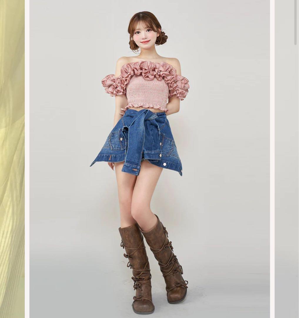 新品タグ付 ダーリッチ ドッキングデザインデニムショートパンツ S ブルー