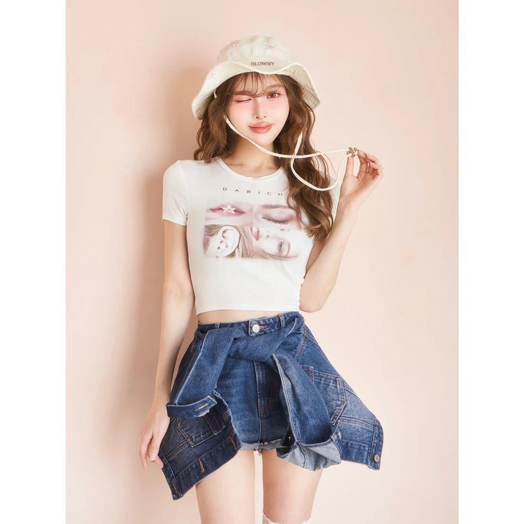 新品タグ付 ダーリッチ ドッキングデザインデニムショートパンツ S ブルー